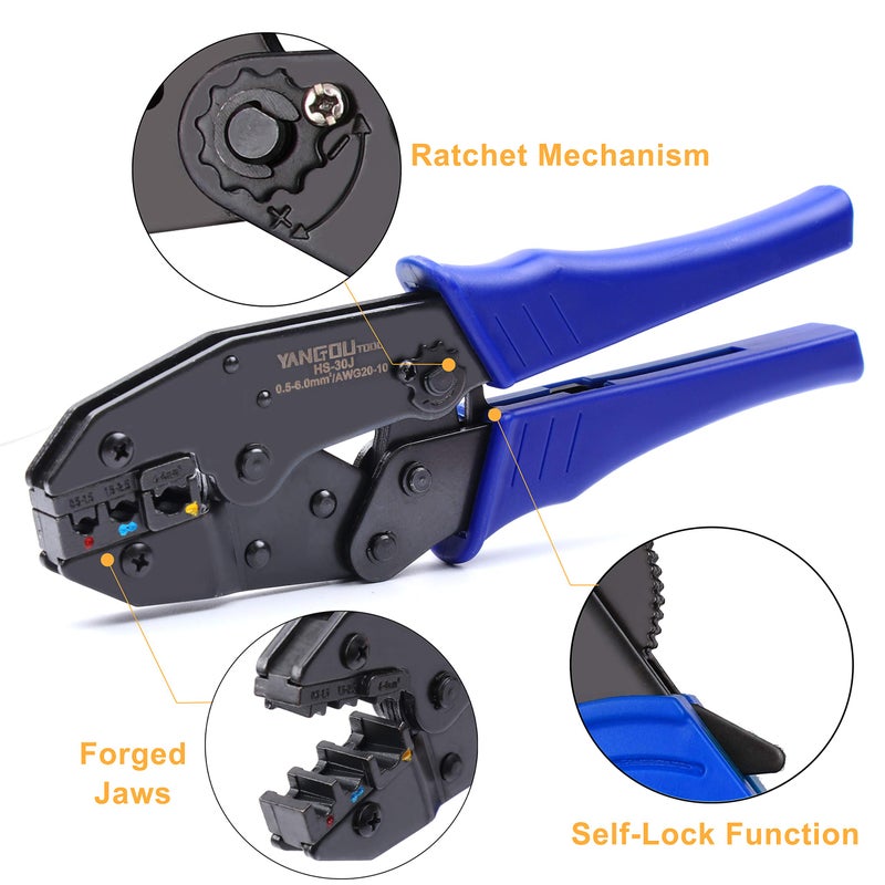 Yangoutool Electrical Wire Connectors Crimping Kit: 700pcs AWG 22-10 Terminals, Splices, Spades, Forks, Rings, and HS30J Ratchet Crimper Tool for Automotive Wiring - Image 2